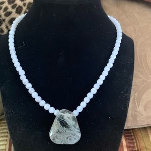 Natural chalcedony gemstone necklace.